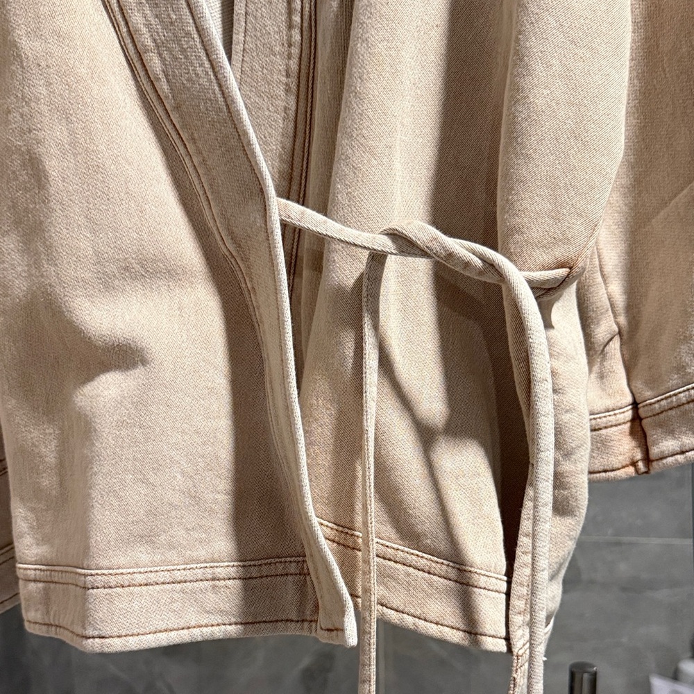 NWOT Washed Tan Kimono-Style Wrap Jacket Size XL/ XXL - Picture 5 of 10